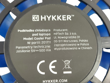 Podstawka chłodząca pod laptop Hykker Cooler Pad niebieska