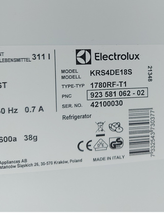 Lodówka do zabudowy Electrolux KRS4DE18S 177,2cm 311 litrów