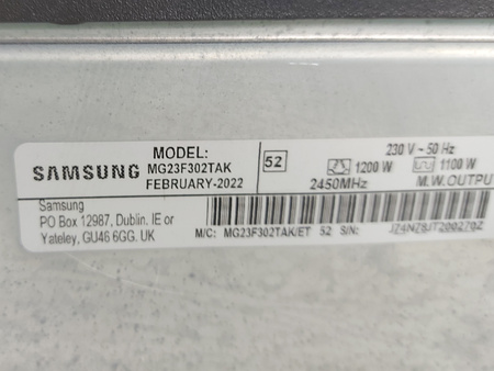Kuchenka mikrofalowa Samsung MG23F302TAK 800 W 23 litry z grillem Czarny