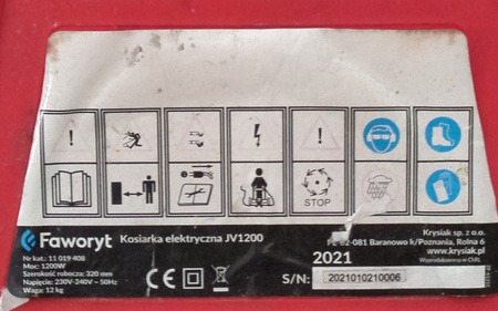 KOSIARKA ELEKTRYCZNA SIECIOWA FAWORYT JV1200 1200W 32cm 12kg