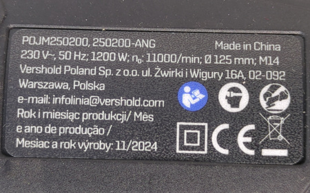 Szlifierka kątowa 1200 W 125mm NITEO 250200-ANG