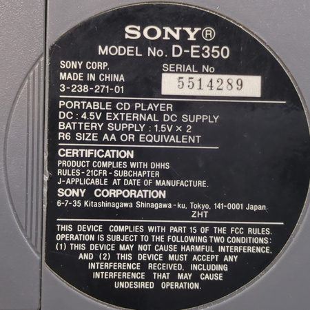 Sony Walkman D-E350 odtwarzacz CD G-Protection Mega Bass 32h AA