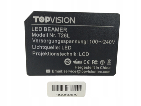 Projektor TOPVISION T26L FULL HD 1080P 7200 lumenów