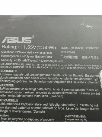 Bateria C31N2005 do laptopa Asus