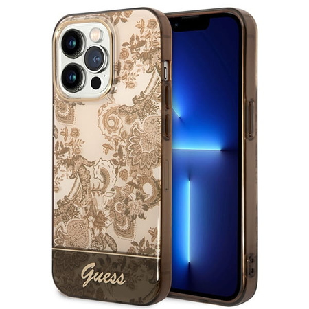 Etui Guess Porcelain Collection iPhone 14 Pro 6,1" ochre TPU iPC