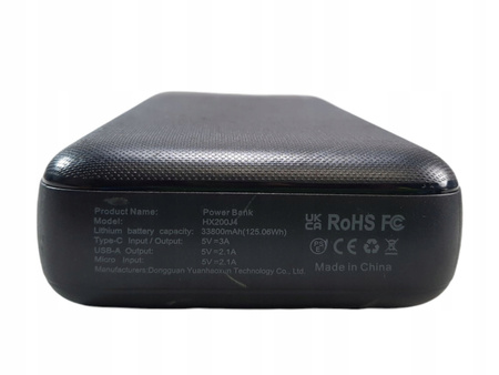 POWERBANK HX200J4 33800 mAh KABEL USB C SZYBKIE ŁADOWANIE CZARNY