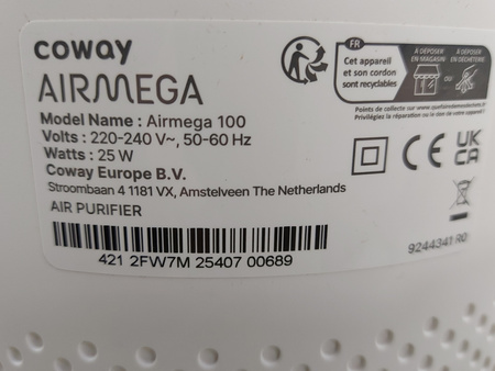 Oczyszczacz powietrza Coway Airmega 100 dla alergików, cichy tryb snu