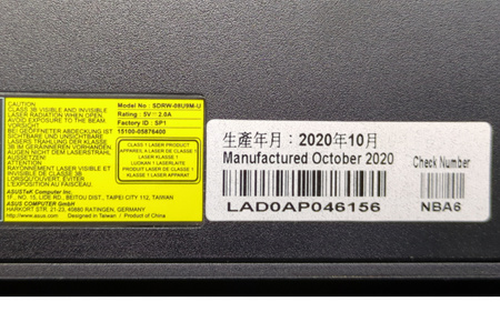 Napęd zewnętrzny USB 2.0 ASUS SDRW-08U9M-U Czarny