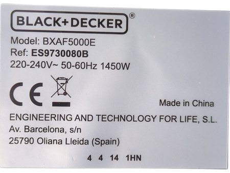 Frytkownica beztłuszczowa Black+Decker BXAF5000E 5 l 1450 W czarna