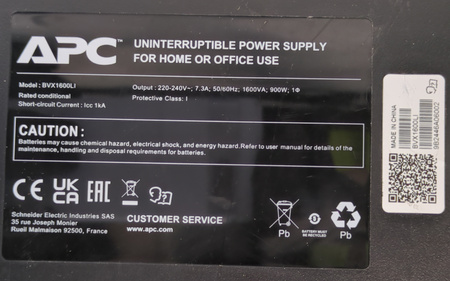 Zasilacz Awaryjny UPS APC BVX1600LI 1600VA 900W 4x IEC Line-Interactive