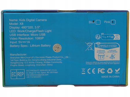 APARAT DZIECIĘCY KIDS DIGITAL CAMERA X8 KOLORU RÓZOWEGO