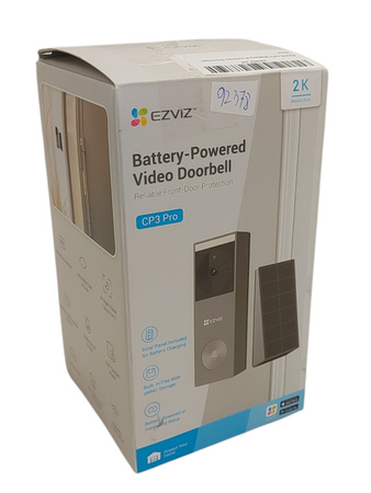 Dzwonek Bezprzewodowy Wideo Kamera 2K Zasilanie Solarne Ezviz CP3 PRO