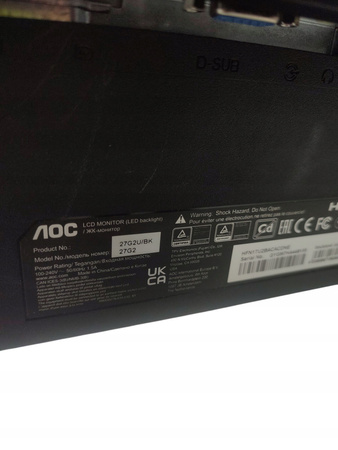 Monitor Gamingowy LED AOC Q27G2U/BK 27 " 2560 x 1440 px VA 144Hz