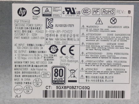 Zasilacz HP PCH022 250W (L08417-004) do HP 600/800 G3/G4/G5 SFF