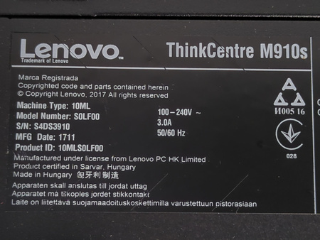 Komputer Lenovo ThinkCentre M910s i5-6500 8GB 1TB HDD