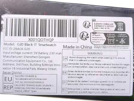 Zewnętrzny Smartwatch damski G20 1.85" HD BT call IP67