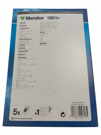 Worki papierowe do odkurzaczy Menalux 1801p 5 sztuk