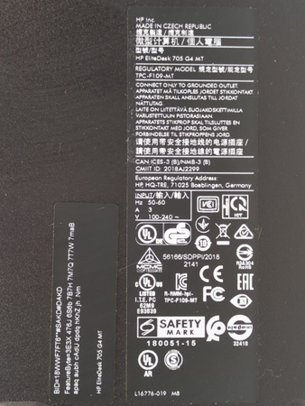 Komputer HP Elitedesk 705 G4 MT Ryzen 5 PRO 2400G 1TB HDD 8GB