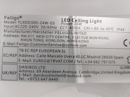 Lampa sufitowa Feliigo LED 24W 2800lm IP44 30x30cm biała
