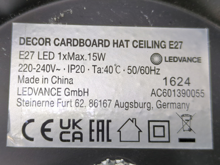 Oprawa LED Dekoracyjna Ledvance Decor Hat Brązowa E27