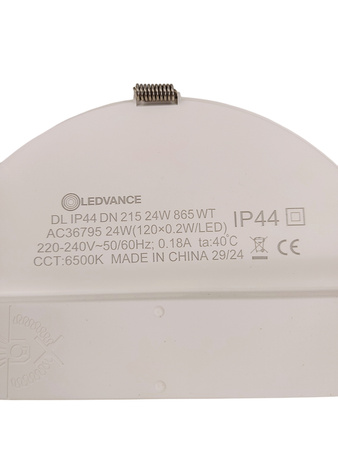 Oprawa Podtynkowa LED 24W 2400lm IP44 6500K Zimna Downlight 21,5cm LEDVANCE