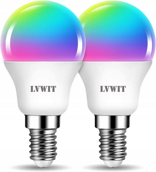 LVWIT 2SZT ŻARÓWKA LED E14 RGB 5W WIFI APLIKACJA