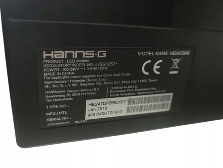 Monitor HANNS.G HE247DPB 24" LED 1920x1080 TN Czarny