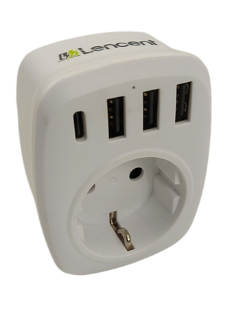 Lencent Wielofunkcyjny Adapter Gniazdko 5 w 1 (WL-033-C3U) Biały (UK)