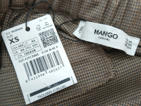 SPODNIE DAMSKIE MANGO ROZMIAR XS BRĄZOWE