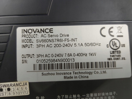 INOVANCE SV660NS7R6I-FS-INT AC SERVO DRIVE