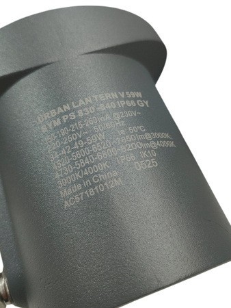 LEDVANCE Oprawa zewnętrzna parkowa, URBAN LTRN V 59W symetryczna szara