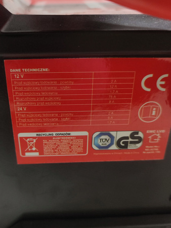 Prostownik z funkcją wsparcia rozruchu CARCOMMERCE NC-JC75E 12V/24V