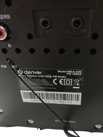 Wieża HiFi Denver MCA-240 CD FM AUX Bluetooth 40W