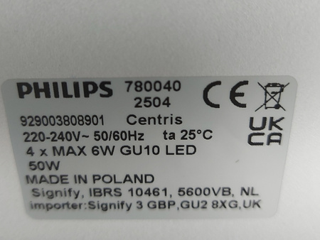 Lampa sufitowa Reflektor punktowy z regulacją Philips Hue Centris 4 biały