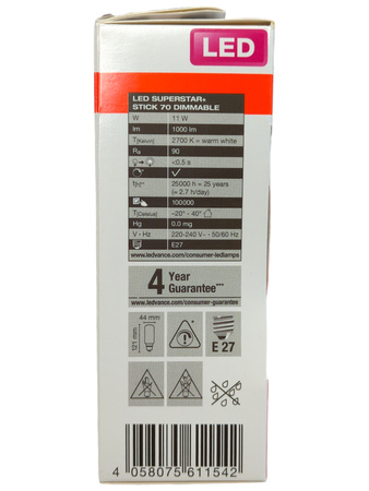 Zestaw 6 żarówek LED SUPERSTAR+ CLASSIC STICK 70 OSRAM E27 11W=70W 1000lm