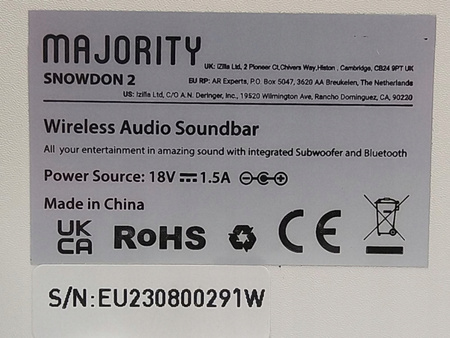 Soundbar Majority Snowdon II BT AUX RCA JACK