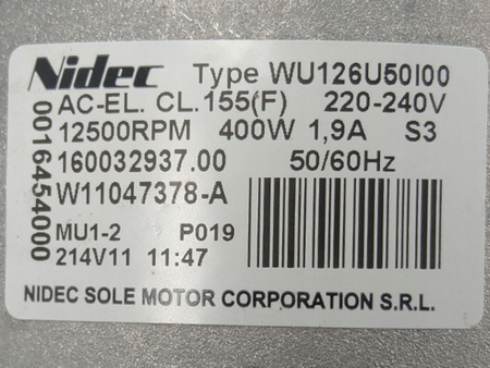 SILNIK NAPĘDOWY NIDEC WU126U50100 PRALKI INDESIT C00518156 488000518156