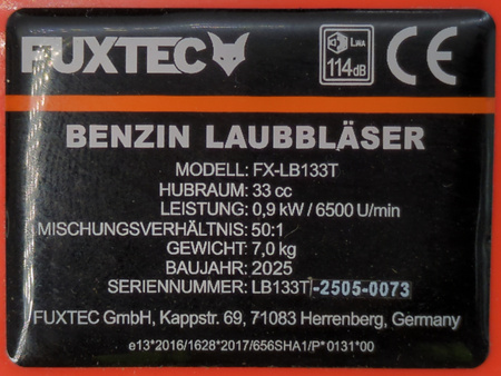 Dmuchawa FUXTEC FX-LB133T 33 cm3 300 km/h plecakowa