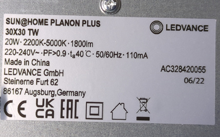 Panel LED Ledvance Sun@Home 30x30cm 20W CCT WiFi ściemnialny
