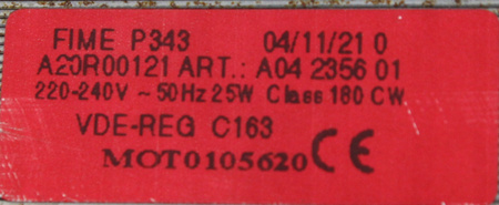 WENTYLATOR TRMOOBIEGU FIME P343 A20R00121 ELECTROLUX 140042356018