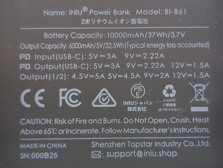 Powerbank 10 000mAh z szybkim ładowaniem 22,5 W wyświetlacz LCD Iniu Bi-B61