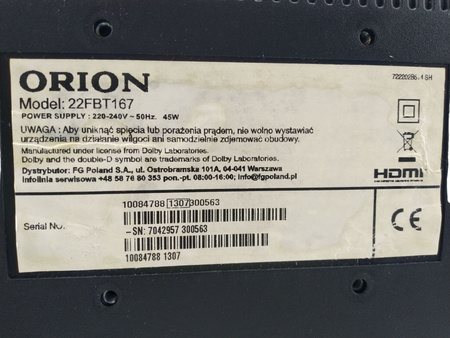 Telewizor Orion 22FBT167 22" Full HD LED USB