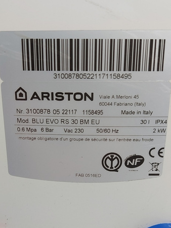 Elektryczny podgrzewacz do wody ARISTON BLU EVO RS 30 BM EU 30L 2000 W