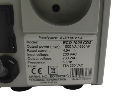 Zasilacz Awaryjny UPS Ever ECO 1000 CDS 1000VA 650W