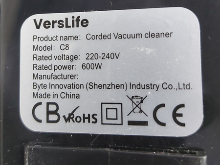 Odkurzacz pionowy VersLife C8 przewodowy 600W odłączany ręczny