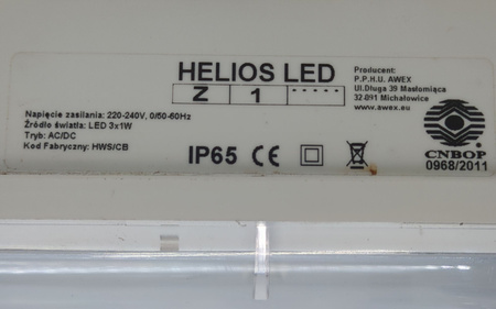 Helios Oprawa Awaryjna LED Z1 3×1W IP65 AC/DC
