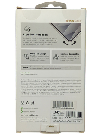 Etui JCPAL DualPro z MagSafe przezroczyste do Apple iPhone 15 Plus