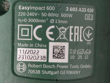 Wiertarka udarowa Bosch EasyImpact 600 600W 12mm 25mm 1,7kg
