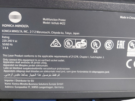 Drukarka laserowa Konica Minolta Bizhub 4422 Przebieg 97389 stron