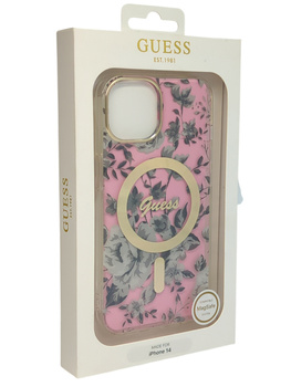 Oryginalne etui Plecki do Iphone 14 Guess MagSafe Floral Pink